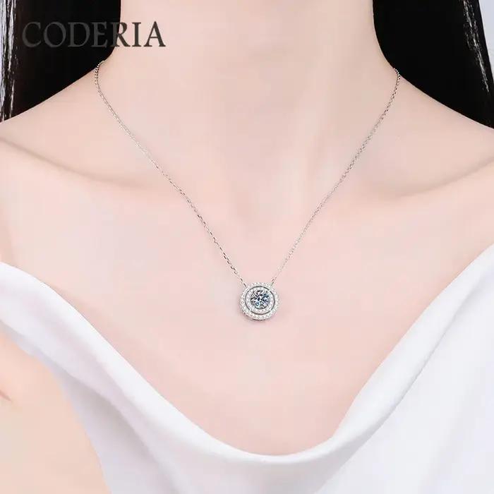 Collier pendentif double cercle en diamant de laboratoire taille brillante