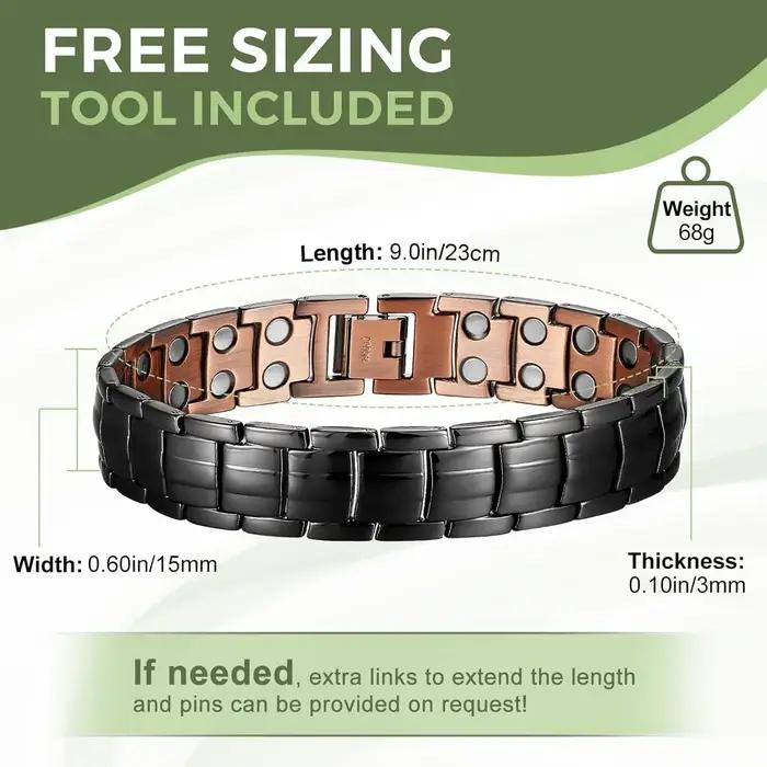 Bracelet Magnétique en Cuivre Pur Géométrique à Double Nucléostrength Bracelets Chaîne et Maillons Unisexe Occasions Spéciales Sport Santé