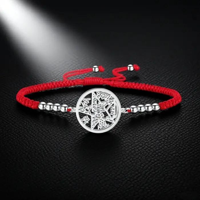 Bracelet en corde rouge tétragrammaton en acier inoxydable