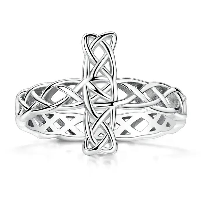 Bague croisée tressée en argent sterling 925 sertie de zirconium blanc pour femmes et filles bijou engagement élégant à offrir pour anniversaire et fiançailles