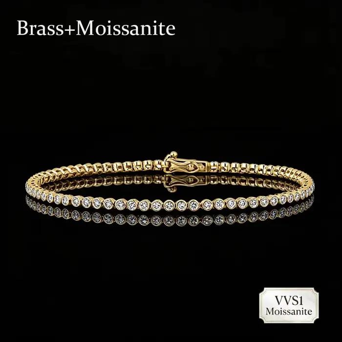 Bracelet tennis en laiton et moissanite VVS1 pour femmes et hommes