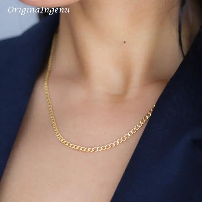 Collier chaîne gourmette rempli d'or 14K