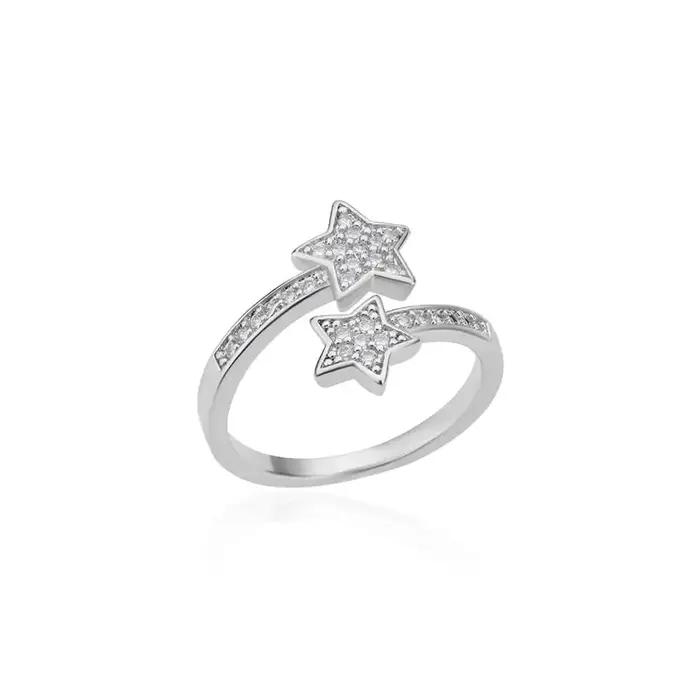 Bagues Double étoile en Zircon pour femmes et filles, en acier inoxydable, couleur or y2k, nouvelle tendance, bijoux esthétiques pour fête de mariage, 2024