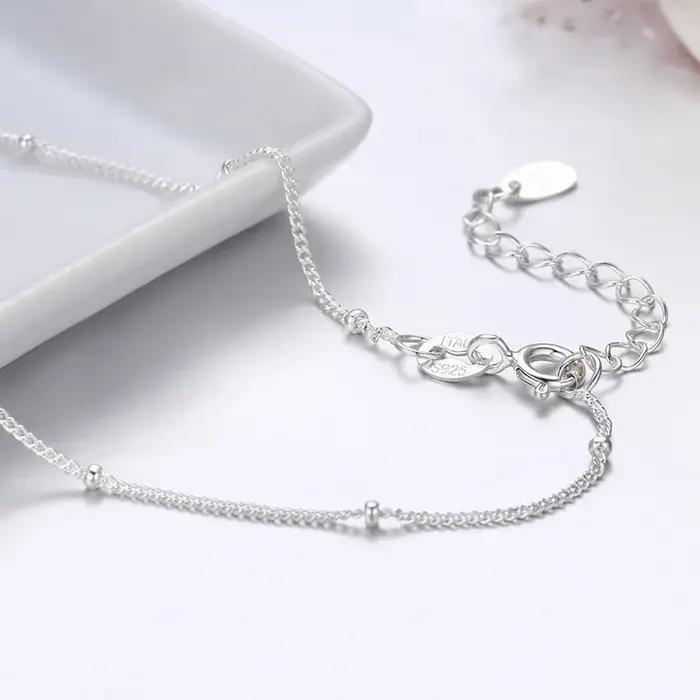 Bracelet fin en argent regardé 925 véritable pour femme