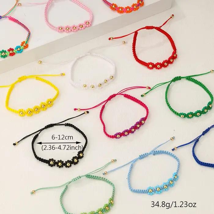 12 ensembles de bracelets réglables colorés en perles de verre tissées à la main bohème peuvent faire des gens se sentent heureux