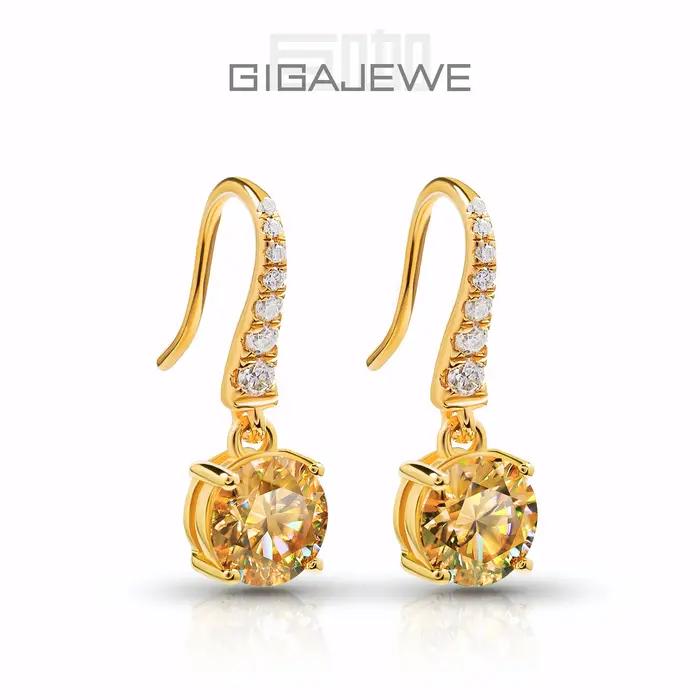 Boucles d'oreilles pendantes GIGAJEWE 2ct Moissanite en argent S925 plaqué or