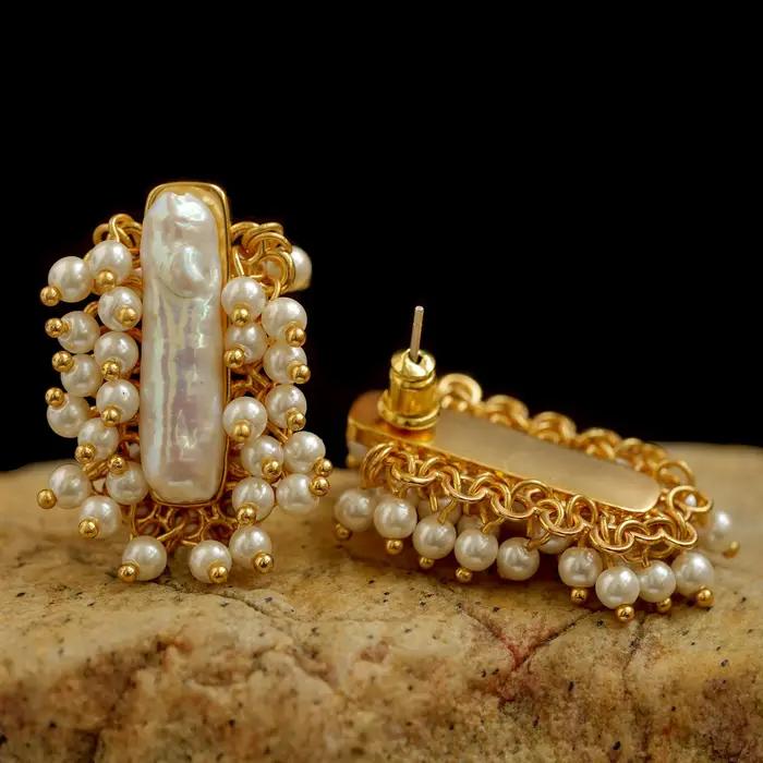 Boucles d'oreilles Vintage en perles baroques naturelles pour femmes