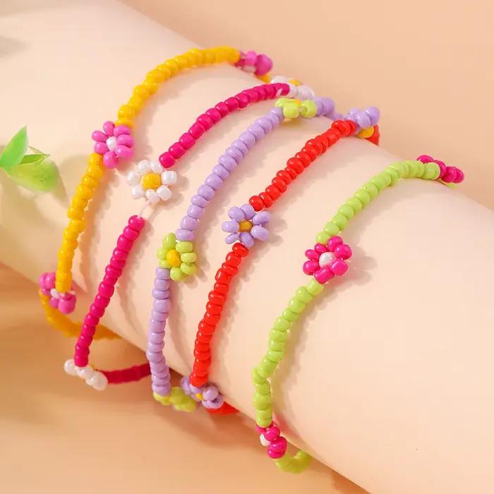Bracelets de cheville colorés style Boho perles de fleurs faites à la main pour femmes et filles variété de styles et occasions spéciales
