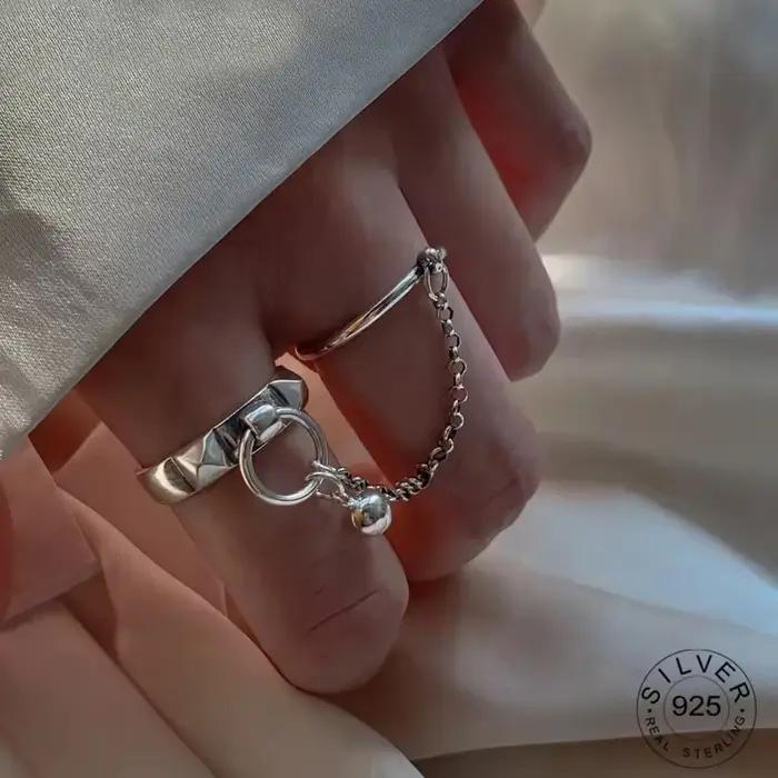 Bague de cocktail en argent sterling 925 avec pierres précieuses variées pour femmes style punk et occasions spéciales