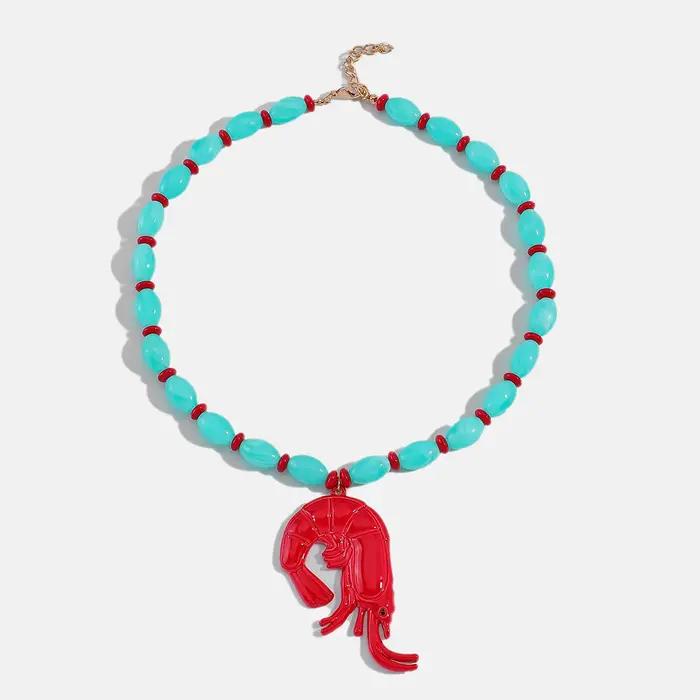 Nouveau Collier Bohème Tendance 2026 avec Perles Roses, Oranges et Rouges et Breloques Goutte d'Eau