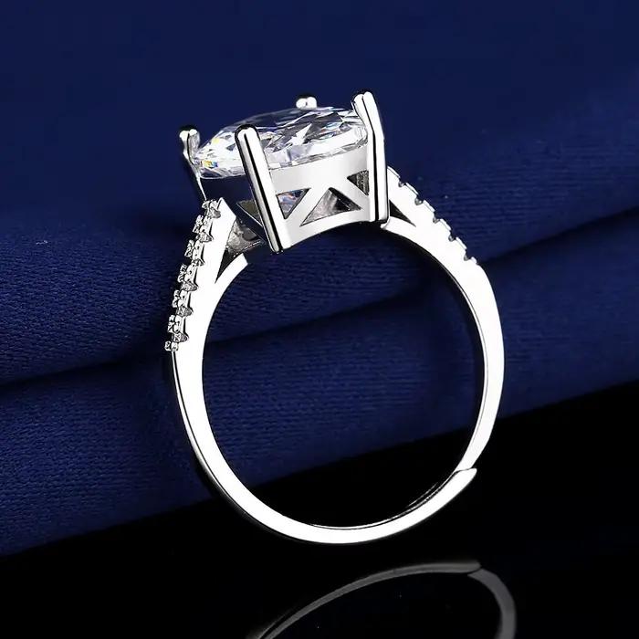 Bague classique en argent sterling 925 avec diamant moissanite rond à 4 griffes, solitaire, pour fiançailles et mariage, pour femme