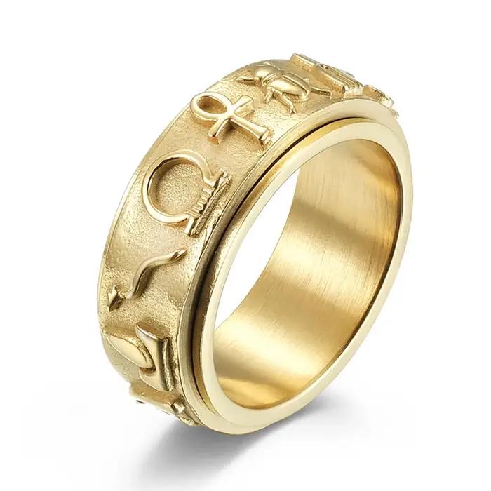 Bague rotative en acier au titane avec motif de belle signification