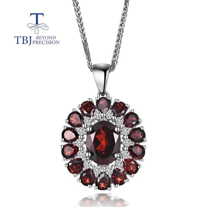 Collier pendentif en grenat naturel forme ronde certifié bijoux femme occasions spéciales cadeau d'anniv elegance quotidienne