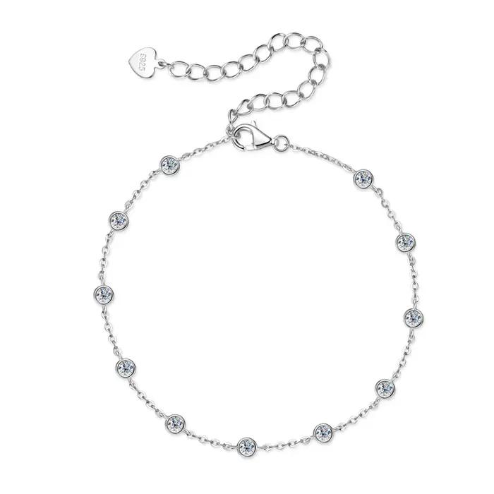 Bracelet en argent sterling serti de moissanite pour femmes occasions spéciales engagement romantique élégant à offrir