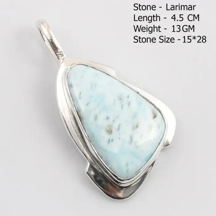 Pendentif en pierre semi-précieuse Larimar avec cadre en argent tibétain pour femmes occasions spéciales cadeau unique