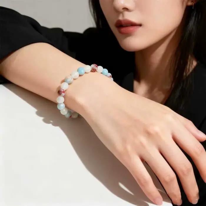 Halo Quartz et sédiment océan Bracelet de perles unisexe Shoushan pierre rafraîchissante purifiant champ magnétique