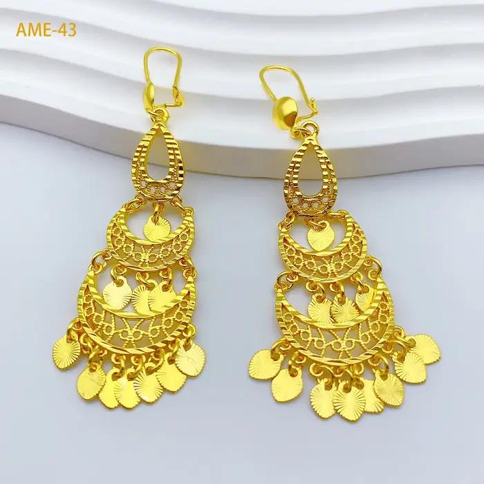 ANIID Dubai dame Design gland boucles d'oreilles bijoux pour femmes éthiopien africain couleur or