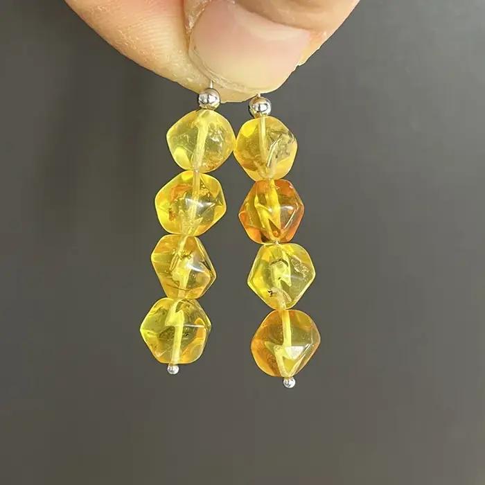 Boucles d'oreilles multicolores en ambre pour femmes, cadeau en argent S925, magnifique boucle d'ore
