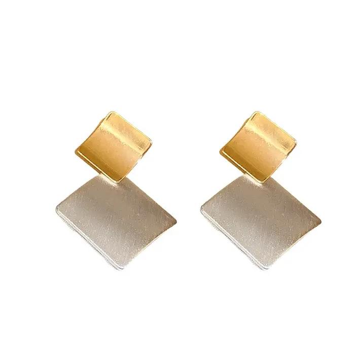 Boucles d'Oreilles Vintage en Métal de Style Géométrique
