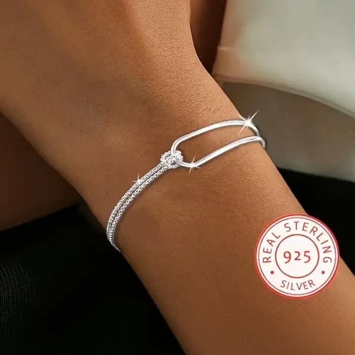 Bracelet à Collage géométrique minimaliste en argent S925, bijoux pour femmes exquis et élégants pou