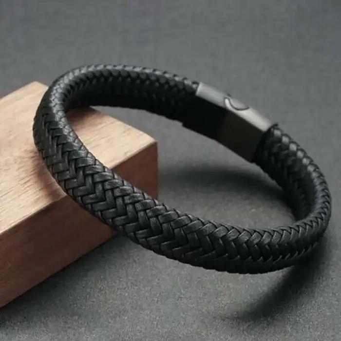 Noir PU Cuir Magnétique Bracelet Hommes Mature et Stable et Élégant Donner Hommes Le Meilleur Cadeau