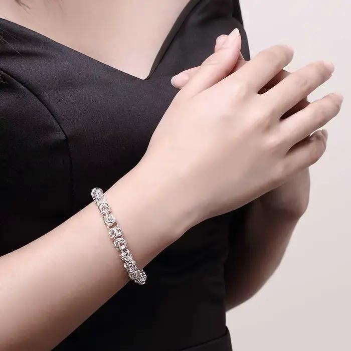 Bracelets plaqués argent 925 pour femmes, chaîne épaisse torsadée, bijoux de mariage Vintage pour porter au jour, ornements de haute qualité