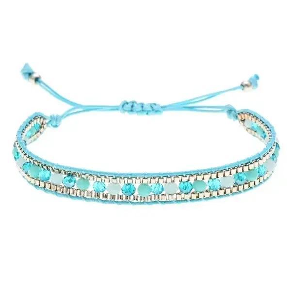 Bracelet perlé en cristal original, multicouche, tricoté à la main, style bohème, réglable, polyvale