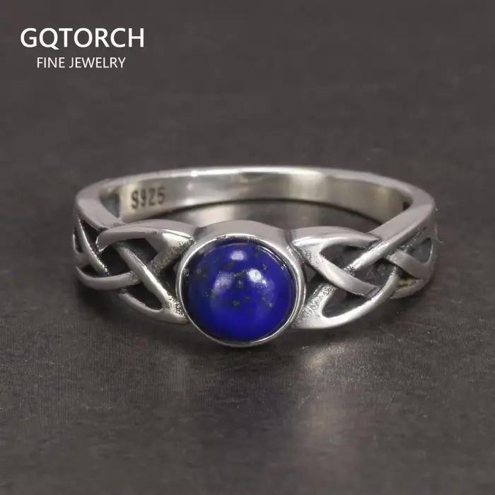 Bague lumière du jour d'elena en argent Sterling 925, en Lapis Lazuli naturel, bijoux inspirés de l'