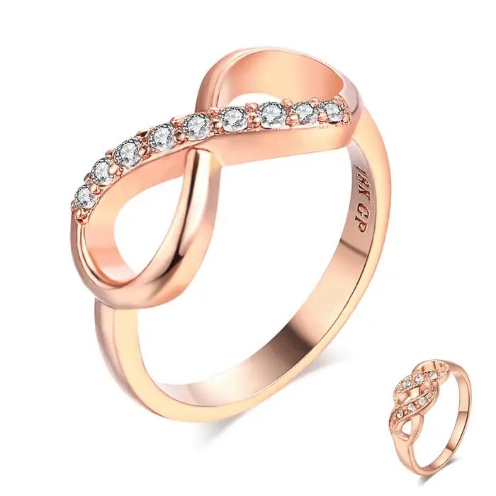Bagues en cristal et cuivre pour femmes, nouveau Design Offre Spéciale, couleur or Rose, bijoux Infinity, offre spéciale, R407