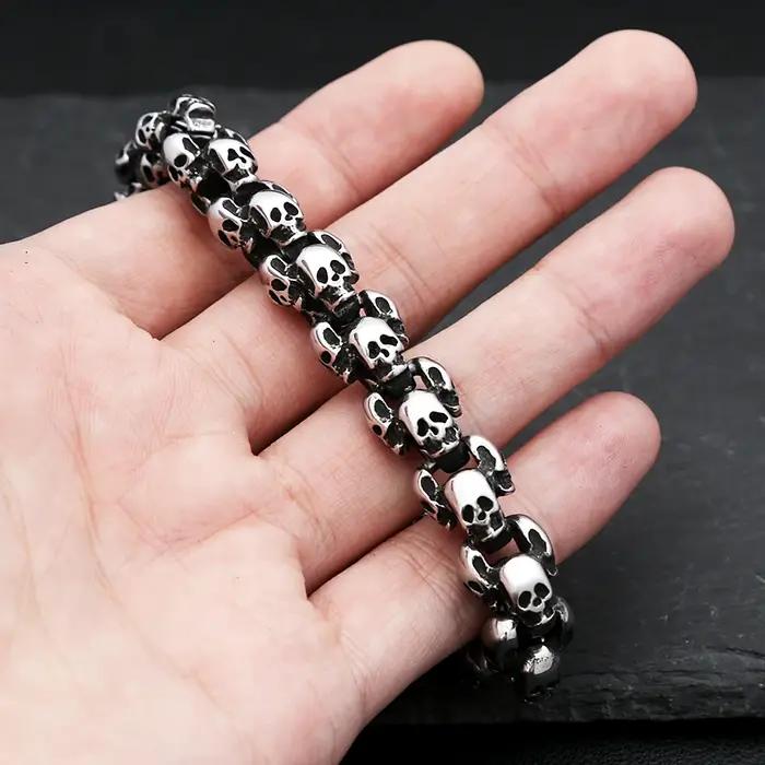 Bracelet tête de mort gothique vintage pour homme