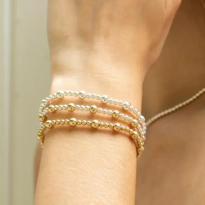 Bracelet de perles plaqué or 18 carats pour femmes