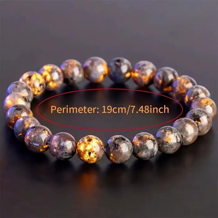 Bracelet Yooperlite naturel flamme avec lumière UV méditation réactive perles extensibles réglables