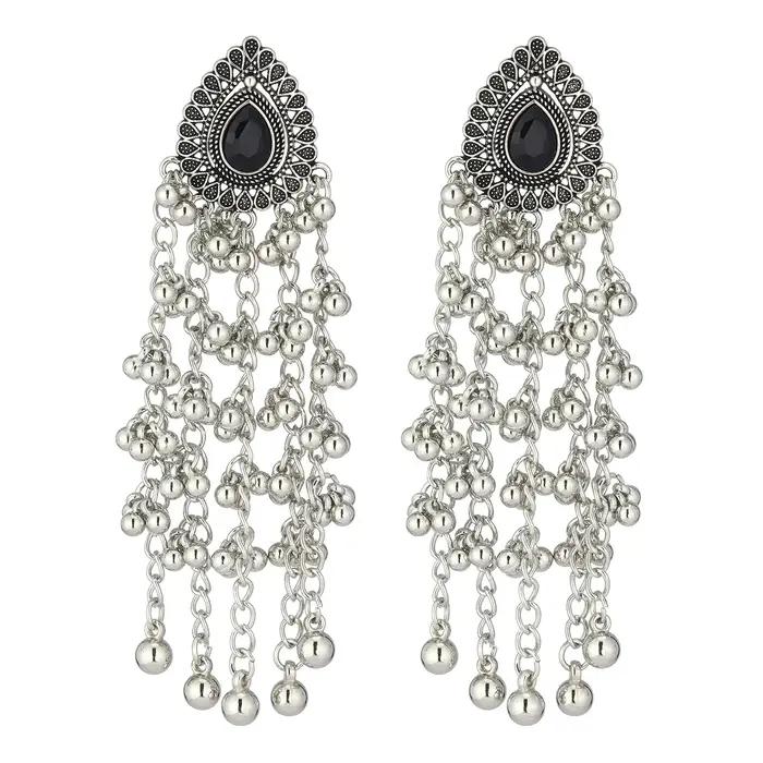 Boucles d'oreilles longues ethniques vintage pour femmes, luxe, zircon rouge, perles en forme de goutte d'eau, boucles d'oreilles à pampilles, esthétique, mariage, fiançailles, bijoux