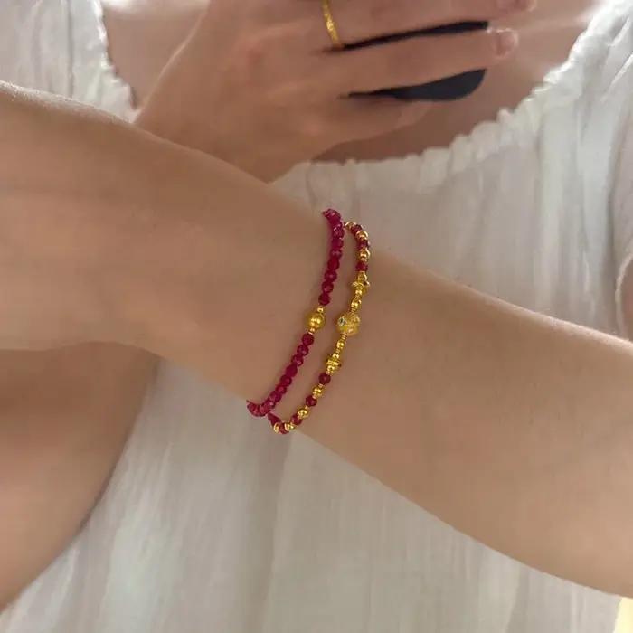 Bracelets de perles rondes polygonales de luxe léger pour femmes