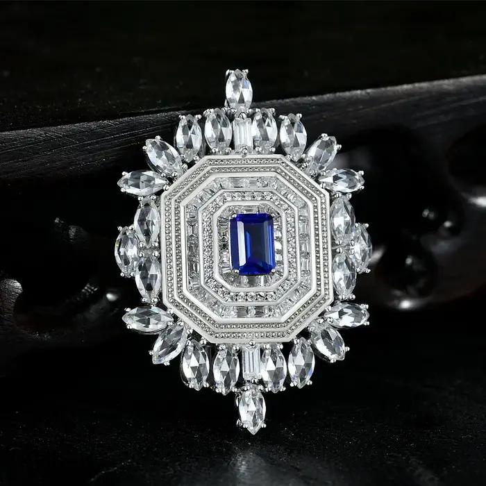 Wuiha 925 argent Sterling laboratoire saphir rubis haute teneur en carbone diamant pierres précieuses broche broches Corsage Cocktail collier bijoux fins
