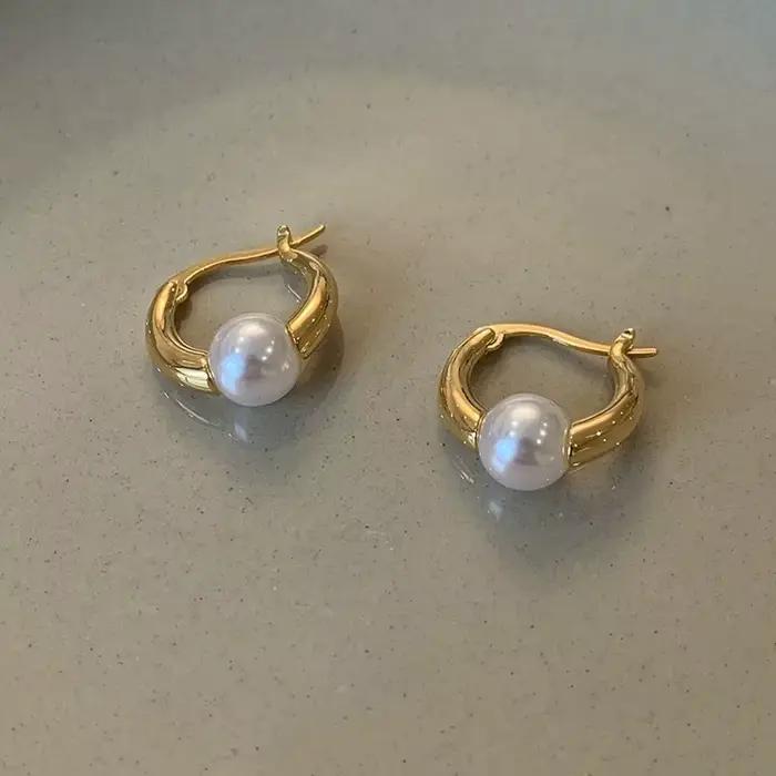 PONYKISS – boucles d'oreilles en perles couleur or pour femmes