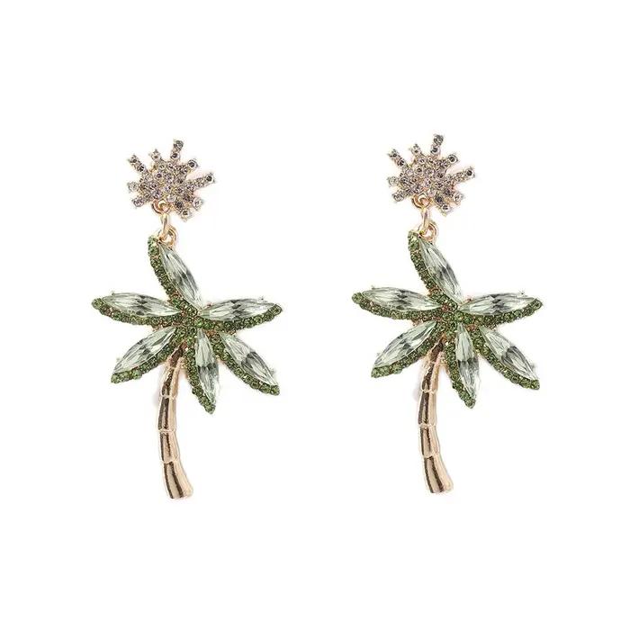 Boucles d'oreilles pendantes en alliage incrustées de diamants