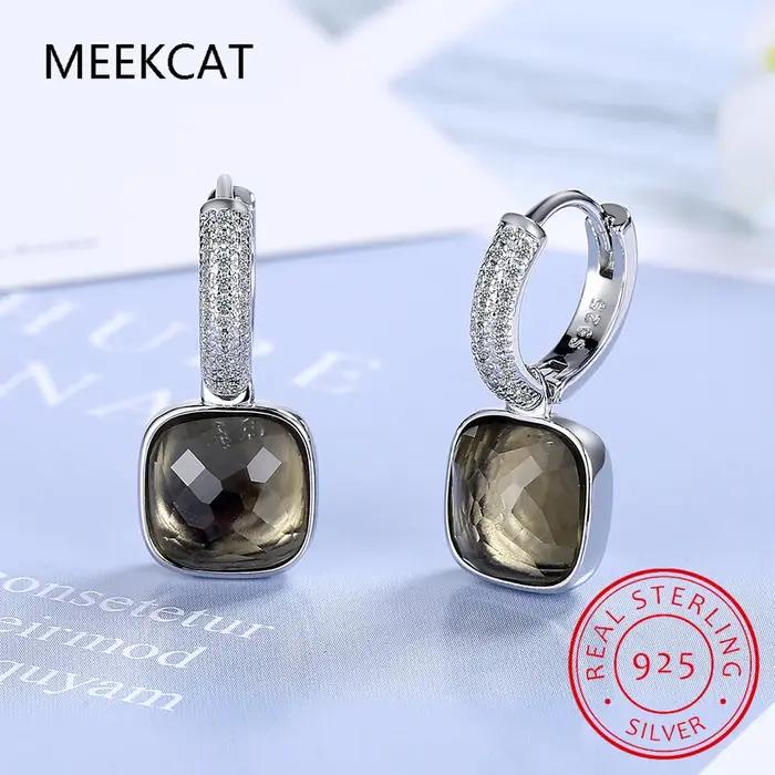 Boucles d'oreilles en argent regardé 925 avec cristal occidental