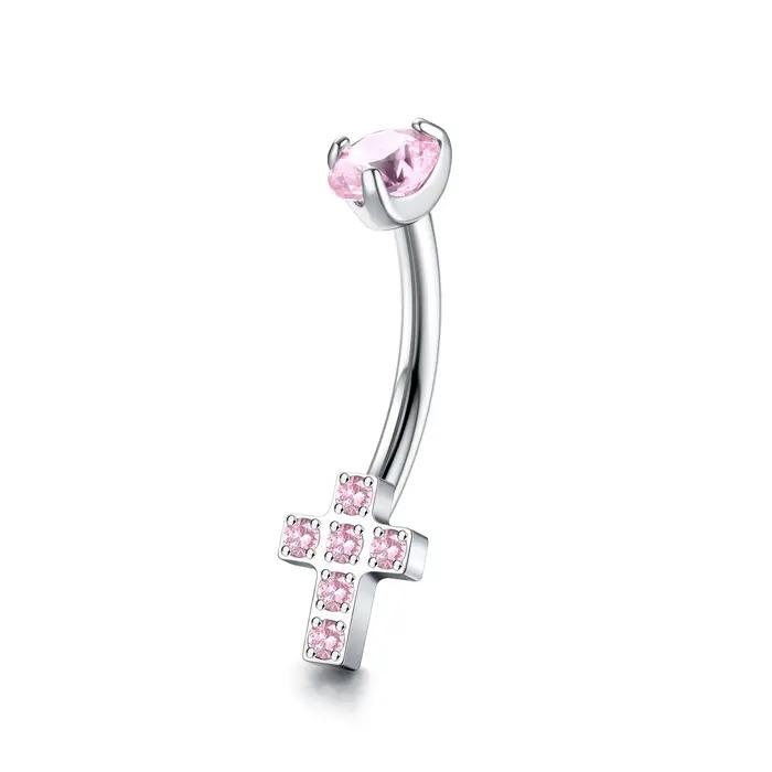 Anneau de nombril en titane G23 pour femmes, opale de zircone cubique, plaqué or 14G, hypoallergéniq