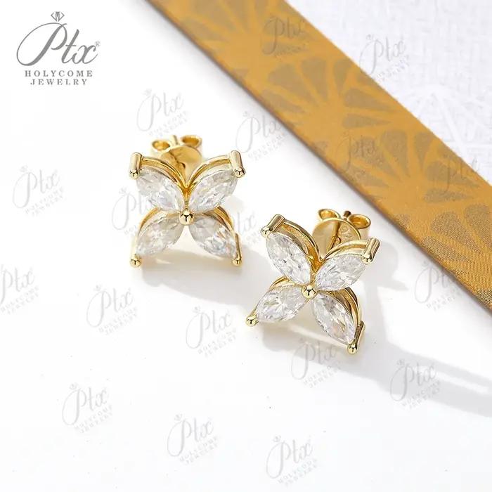 Boucles d'oreilles en Moissonite taille Marquise élégantes en argent sterling 925 pour femmes, idéales pour les soirées et occasions spéciales