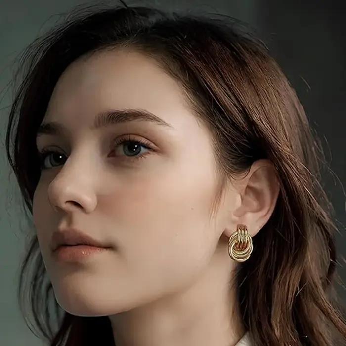 Boucles d'oreilles épaisses plaquées or 18 carats pour femmes