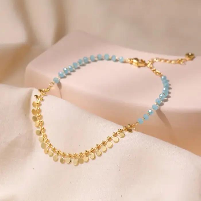 Bracelet de cheville en zircone cubique bleu boho chic pour femmes toutes occasions spéciales