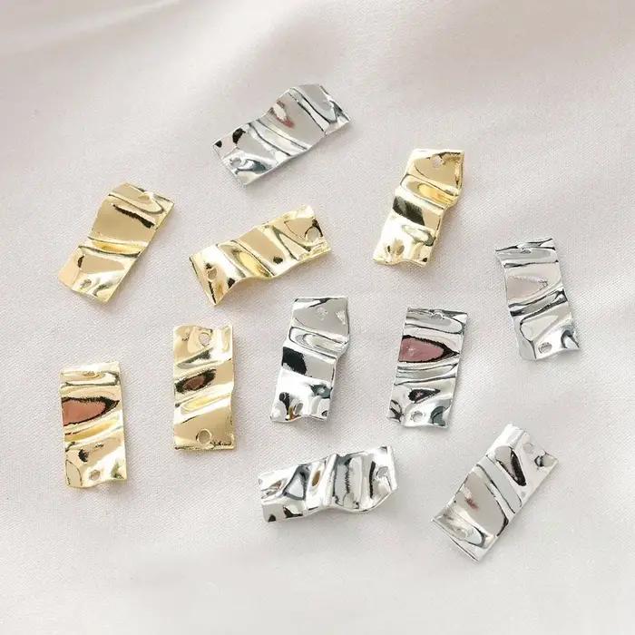 Boucles d'oreilles rectangulaires concaves et convexes à Double trou