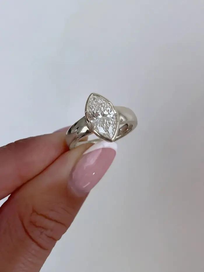 Bague en argent Sterling 925 en Zircon Marquise brillant