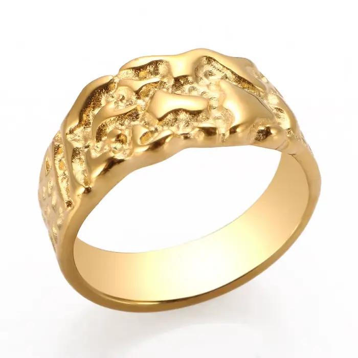 Bague pépite Vintage couleur or, Unique, Punky en acier inoxydable pour femmes et hommes, bijoux est