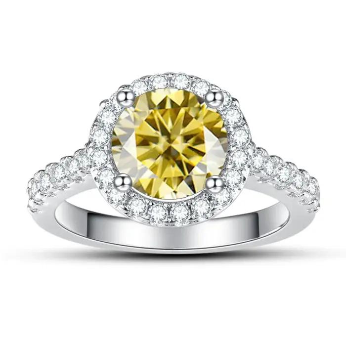 Bague Moissanite Grise en Argent 925 pour Femme
