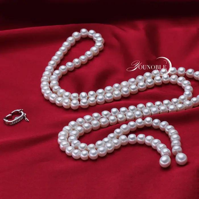 Collier en perles véritables long pour femmes