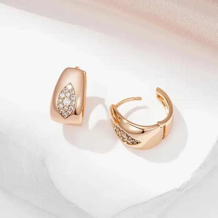 Boucles d'Oreilles promenales Naturelles en Or Rose pour Femme