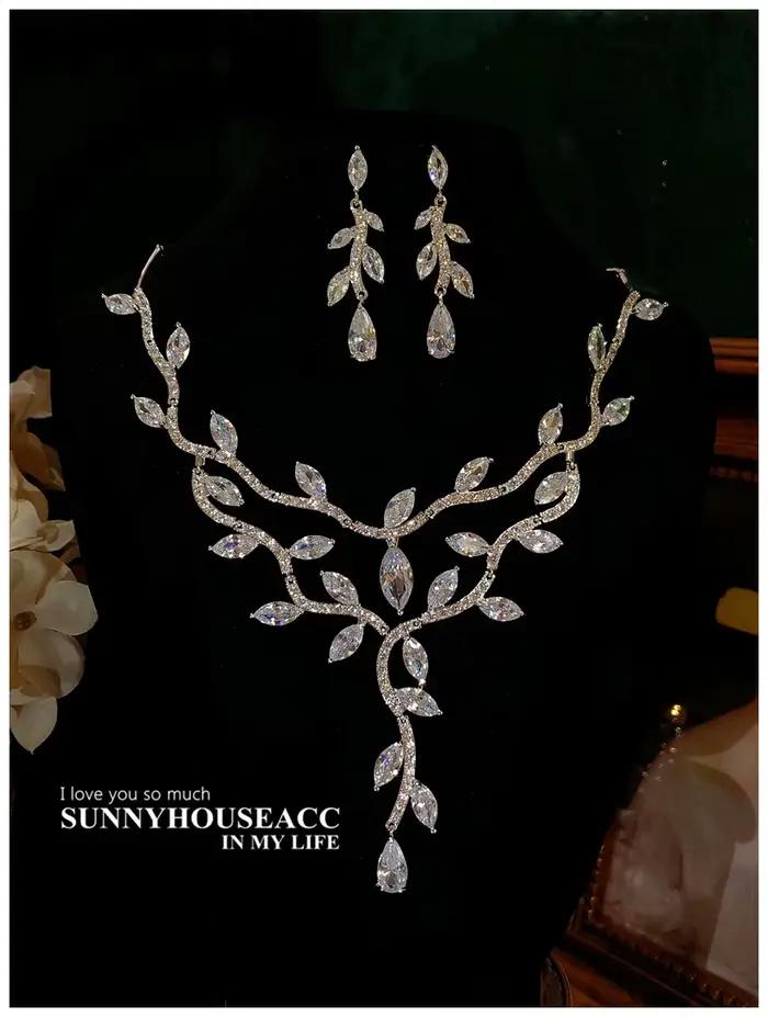 Ensembles de bijoux fins pour femmes, collier en argent Sterling S925, boucles d'oreilles au Design