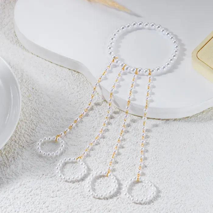 Bracelets de doigt en perles d'imitation tendance pour femmes